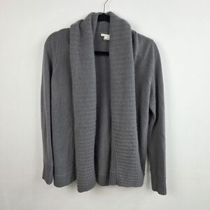 White + Warren Heather Gray Cashmere Knit Cardigan, Size S